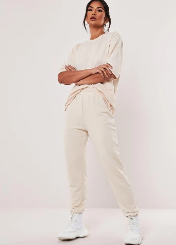 Бежевый летний комплект (футболка, брюки) Missguided