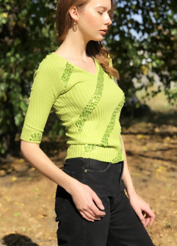 Зелений літній джемпер жіночий з коротким рукавом зелений розмір 42-44 Yihao