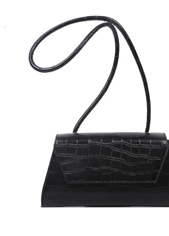 Жіноча класична прямокутна сумочка на короткій ручці клатч багет рептилія крокодилова чорна NoName (251204340)