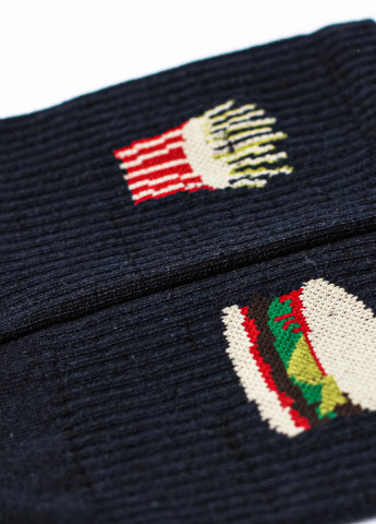 Чорні жіночі шкарпетки бургер і картопля LOMM малюнки (212242377)