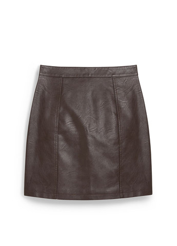 Темно-коричневая кэжуал однотонная юбка C&A а-силуэта (трапеция)