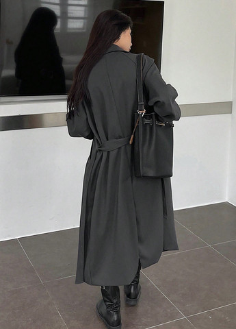 Сіре демісезонне Пальто двобортне SHEIN