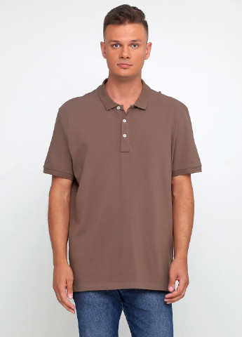 Светло-коричневая футболка-поло для мужчин C&A однотонная