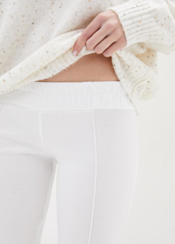 Белые демисезонные женские трикотажные леггинсы-брюки с тормозами Podium