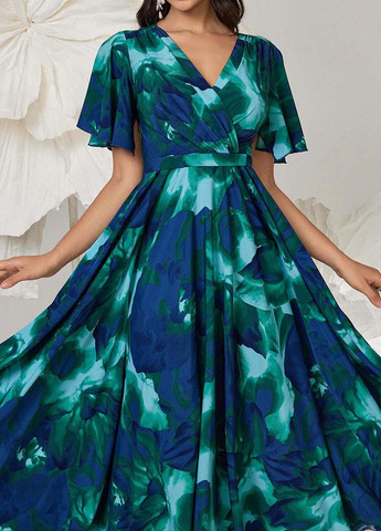 Комбінована кежуал сукня з спідницею-сонце SHEIN з квітковим принтом