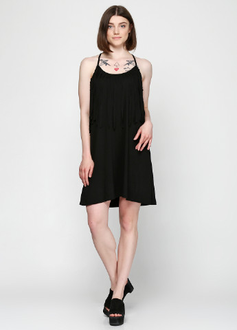 Черное кэжуал платье Miami Style однотонное