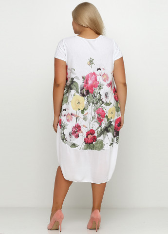 Белое кэжуал платье платье-футболка Moda Italia с цветочным принтом