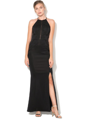 Черное вечернее платье годе, с открытыми плечами Lipsy однотонное