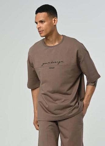 Кофейный летний костюм (футболка, шорты) с шортами No Brand