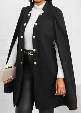 Темно-серое демисезонное Пальто кейп SHEIN