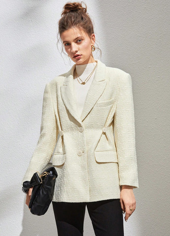 Молочный женский жакет SHEIN однотонный - демисезонный