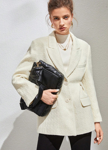 Молочный женский жакет SHEIN однотонный - демисезонный