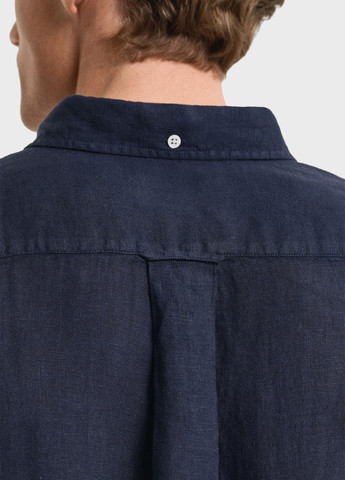 Темно-синяя кэжуал рубашка однотонная Gant