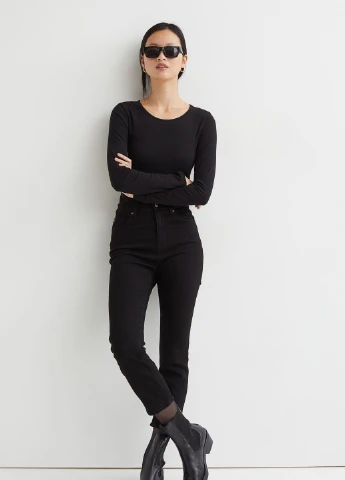 Лонгслів,чорний, H&M Basic (254913355)