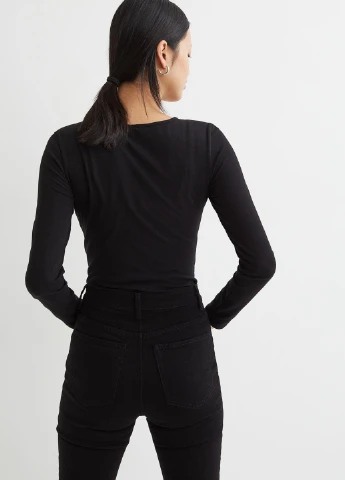 Лонгслів,чорний, H&M Basic (254913355)