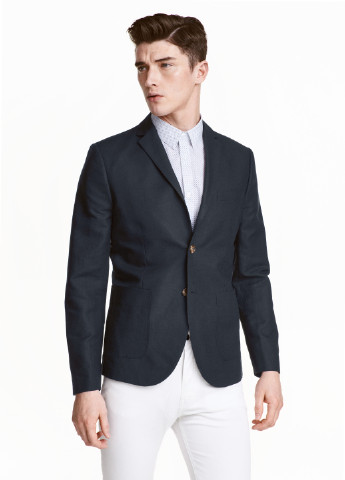 Піджак H&M з довгим рукавом темно-синій кежуал
