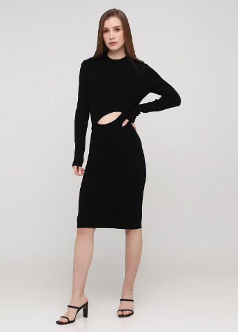 Черное кэжуал платье футляр, платье-свитер Nyden однотонное