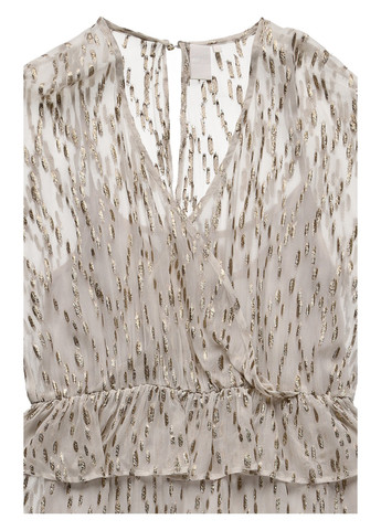 Бежевое коктейльное платье с баской MBYM с абстрактным узором