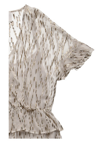 Бежевое коктейльное платье с баской MBYM с абстрактным узором