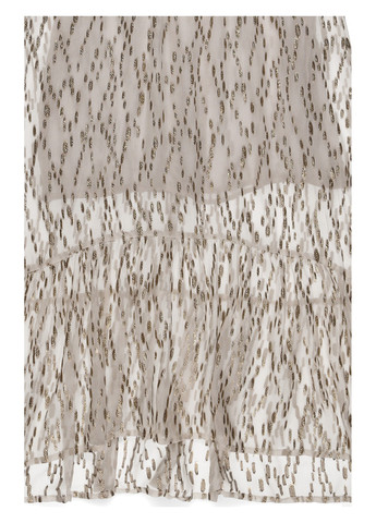 Бежевое коктейльное платье с баской MBYM с абстрактным узором