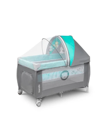 Ліжечко-манеж SVEN PLUS TURQUOISE/GREY, 125x65x77 см Lionelo (228856822)