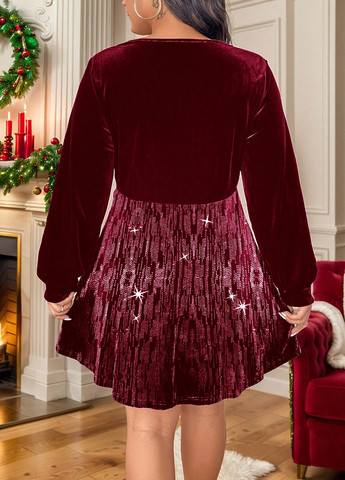 Бордовое кэжуал платье а-силуэт SHEIN однотонное