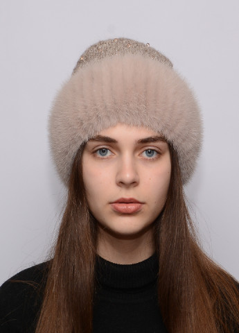 Жіноча зимова норкова шапка з бубоном Меховой Стиль ажур (199007434)