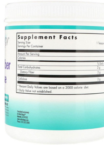 Dietary Fiber Cellulose Powder 8.8 oz 250 g /125 servings/ ARG-52170 NutriCology (256380187)