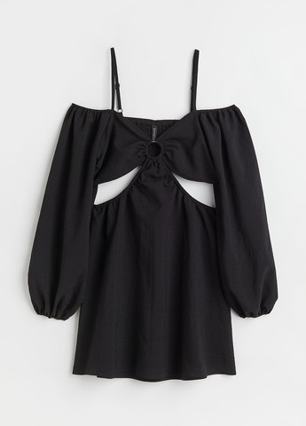 Черное вечернее платье а-силуэт, с открытыми плечами H&M однотонное