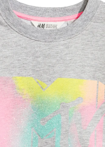 H&M джемпер малюнок сірий кежуал