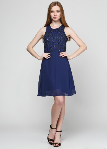 Темно-синя коктейльна плаття, сукня кльош Even & Odd однотонна