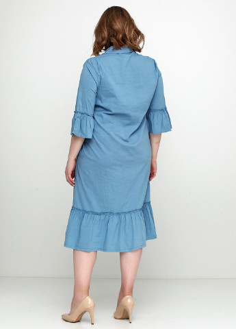 Темно-голубое кэжуал платье L&N Moda однотонное