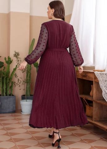 Бордова вечірня сукня плісована SHEIN однотонна
