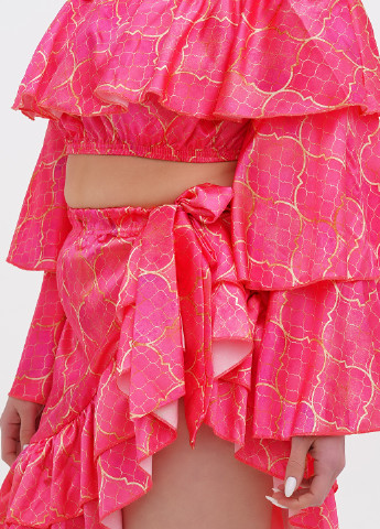 Кислотно-розовый летний комплект (топ, юбка) Moda Minx