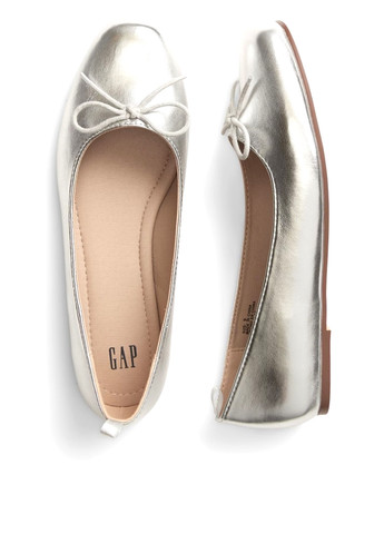 Женские балетки Gap | серебристые однотонные бант искусственная кожа (341249966)