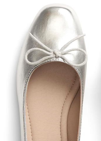 Женские балетки Gap | серебристые однотонные бант искусственная кожа (341249966)