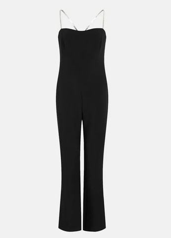 Комбинезон Warehouse комбинезон-брюки однотонный чёрный кэжуал полиэстер