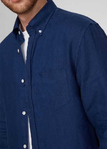 Темно-синяя кэжуал рубашка однотонная Gant
