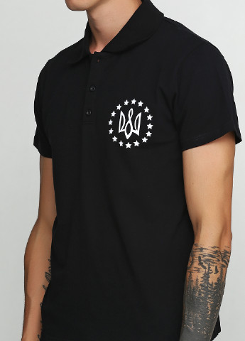 Черная футболка-поло для мужчин Manatki с рисунком