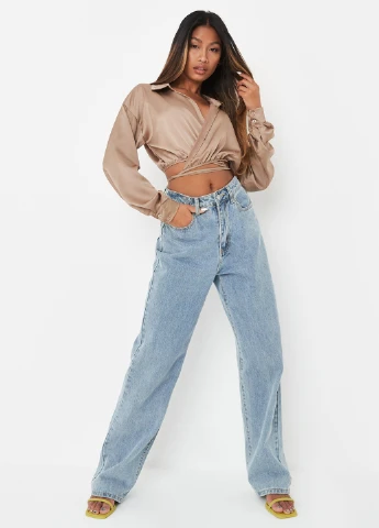 Кофейная блуза на запах Missguided