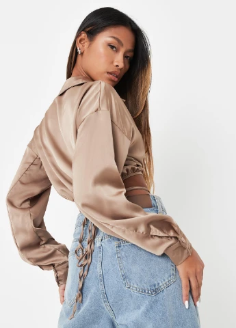 Кофейная блуза на запах Missguided