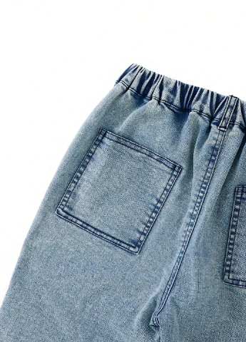 Голубые демисезонные клеш джинсы SHEIN
