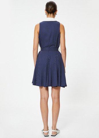 Темно-синее кэжуал платье клеш KOTON в горошек