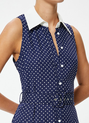 Темно-синее кэжуал платье клеш KOTON в горошек