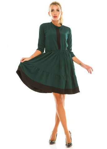 Темно-зеленое кэжуал платье а-силуэт Lady Style однотонное