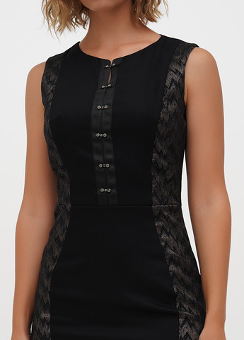 Коричневое кэжуал, деловое платье силуэтная Sassofono с абстрактным узором