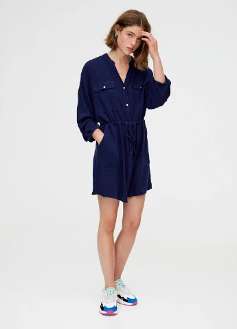 Темно-синее кэжуал платье Pull & Bear однотонное