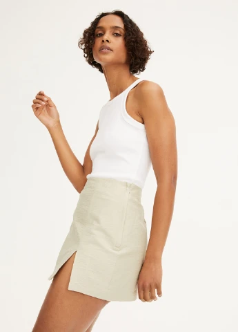 Бежевая кэжуал однотонная юбка H&M