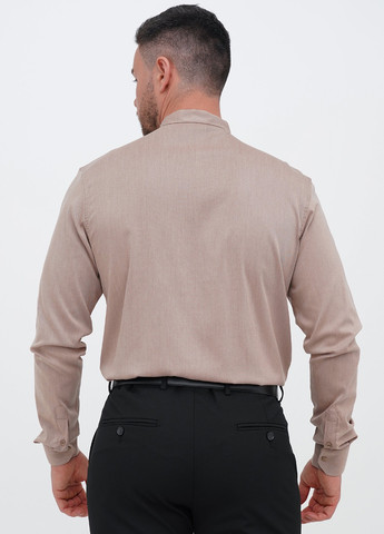 Бежевая кэжуал, классическая рубашка однотонная Trend Collection