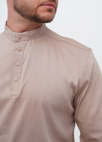 Бежевая кэжуал, классическая рубашка однотонная Trend Collection